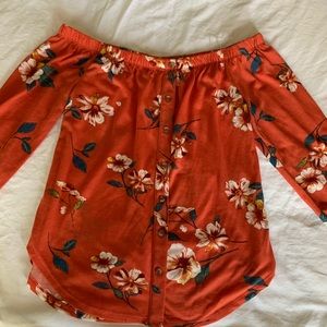 Off the shoulder floral summer blouse